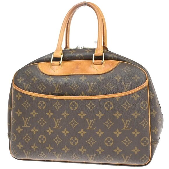 LOUIS VUITTON LV Logo Deauville Hand Bag Monogram Leather Brown M47270 81EF332 - Picture 1 of 16